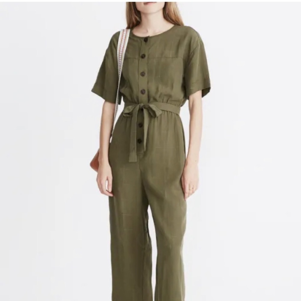 Madewell Women's Green Short Sleeve Jumpsuit Style Ak718 Size Medium